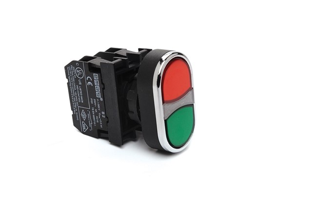 B Series Plastic 1NO+1NC Double Flush Red-Green 22 mm Control Unit